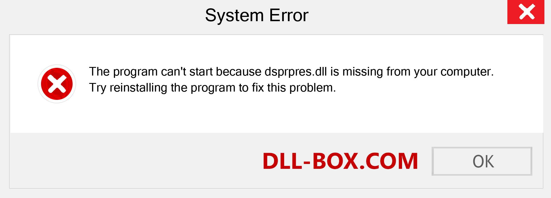  dsprpres.dll file is missing?. Download for Windows 7, 8, 10 - Fix  dsprpres dll Missing Error on Windows, photos, images